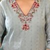 pure cotton resham embroidered suit set with mul cotton dupatta
