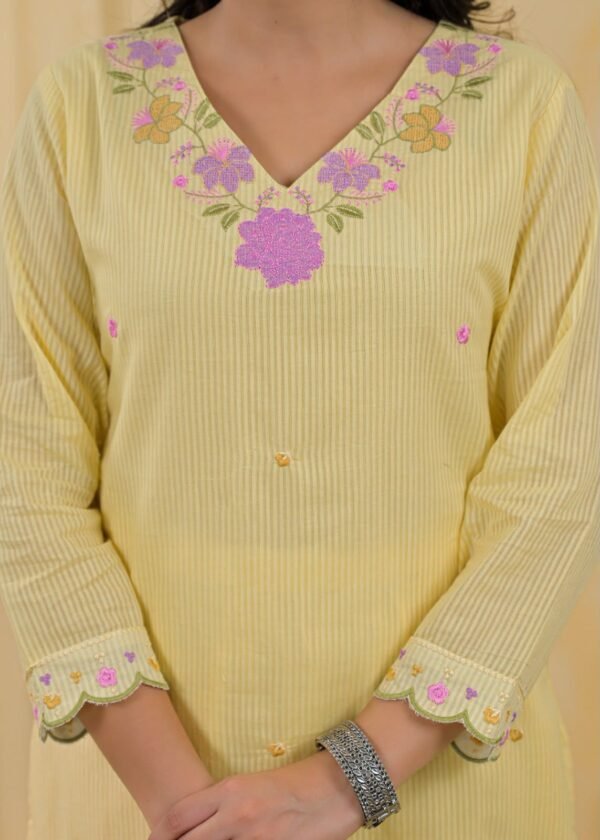 pure mul cotton straight suit with cross stitch embroidery