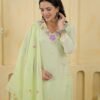 pure mul cotton straight suit with cross stitch embroidery