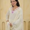 pure mul cotton straight suit with cross stitch embroidery