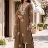 pure cotton embroidered straight suit with scalloped dupatta